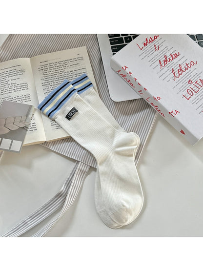 Rufia - Preppy Stripe Crew Socks - Sporty & Chic