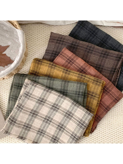 Scarvii - Washed Plaid Fabric Scarf