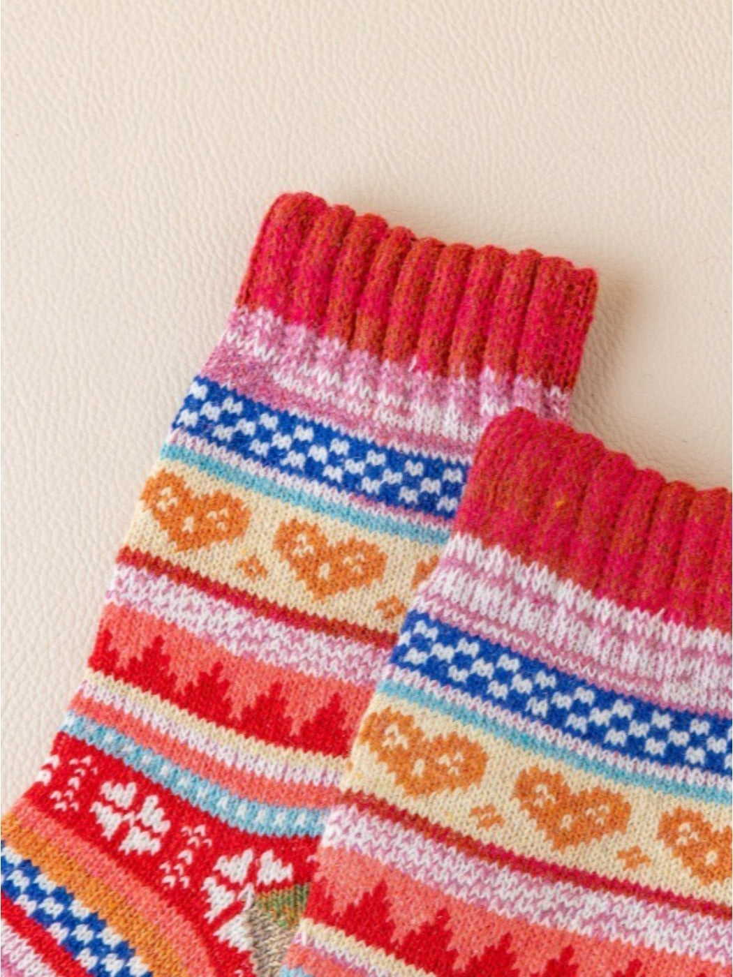 Rufia - Retro Color-Block Thick Warm Winter Socks - 5 Pairs/Pack