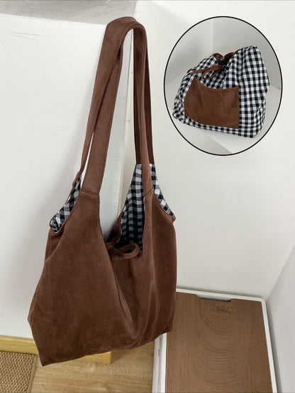 Cosbai – Retro Reversible Color-Block Tote Bag