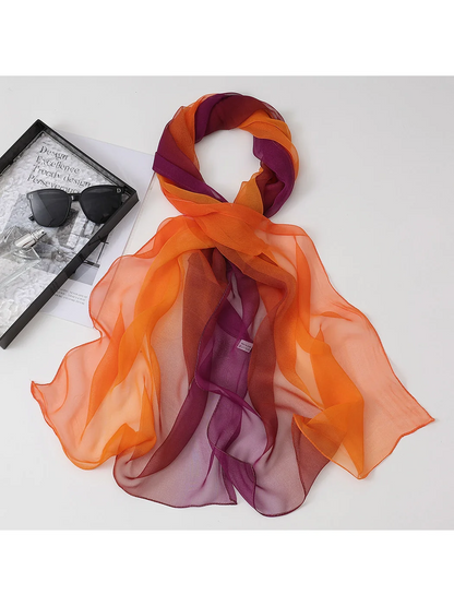 Scarvii - Gradient Color Block Sheer Scarf