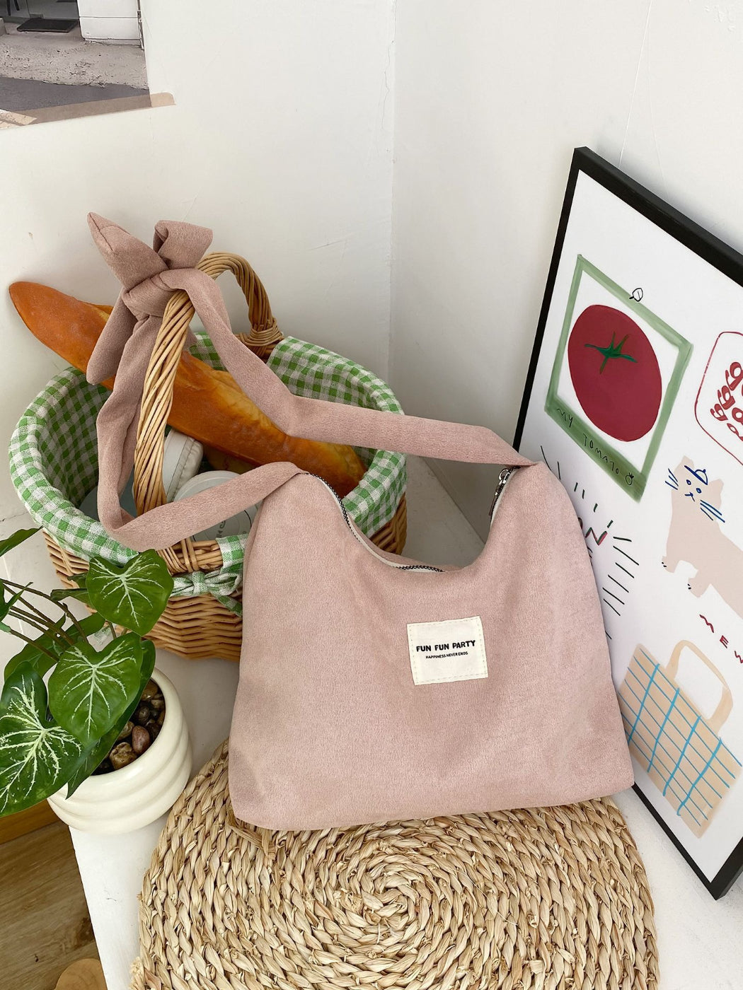 Back view of Cosbai slouchy everyday shoulder bag showing smooth finish