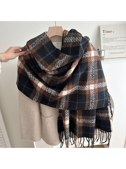 Scarvii - Double-Sided Plaid Fringed Winter Scarf
