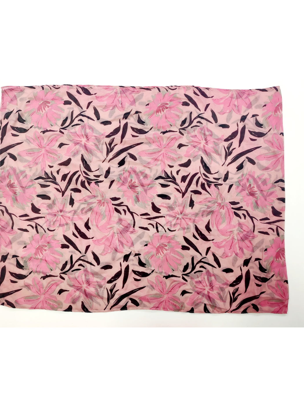 Scarvii - Pink Botanical Leaf Print Soft Scarf