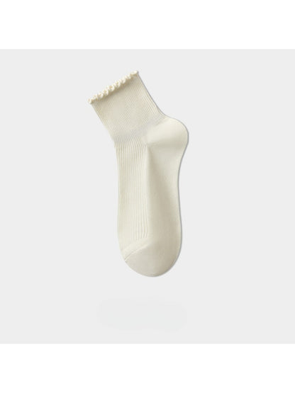 Rufia - Clean Ribbed Neutral Crew Socks