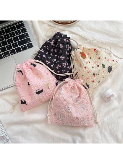 Cosbai cartoon drawstring pouch standing upright with drawstrings pulled tight
