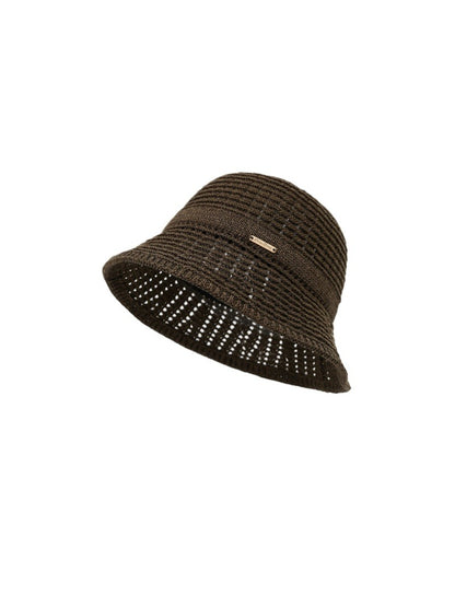 Haila vintage lace detail sun bucket hat styled with casual outfit on model