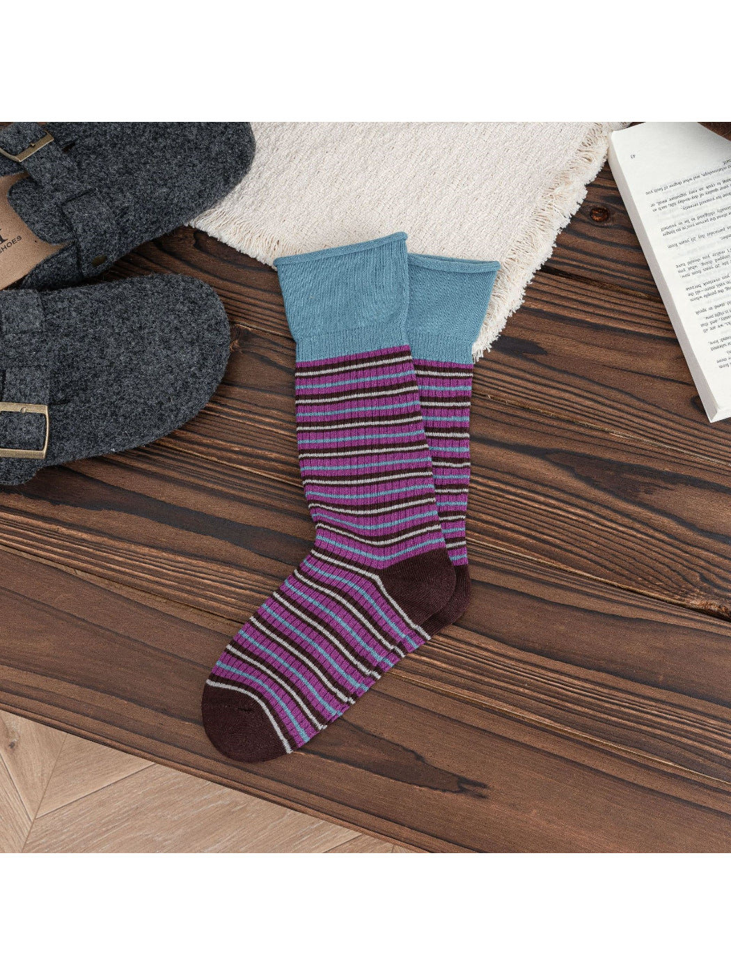 Rufia - Retro Colorblock Stripe Crew Socks
