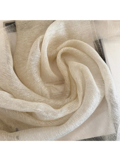 Scarvii - Sheer Pleated Beige Scarf