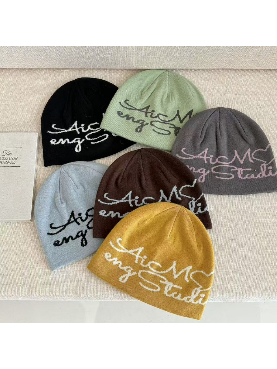 Haila - Script Letter Knit Beanie