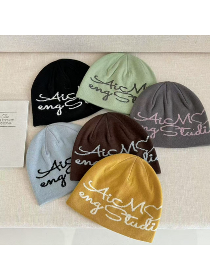 Haila - Script Letter Knit Beanie