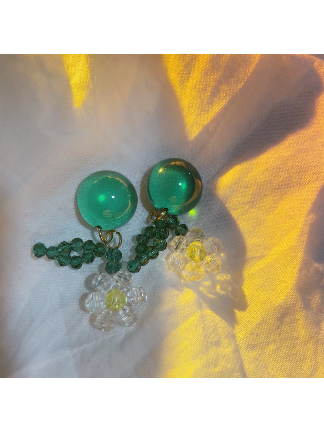 Earwish beaded floral dangle earrings with multicolored beads and flower design