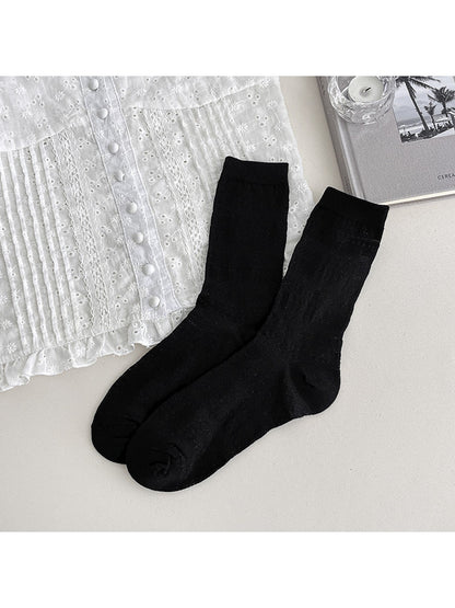Rufia - Gentle Muted Geometric Openwork Crew Socks