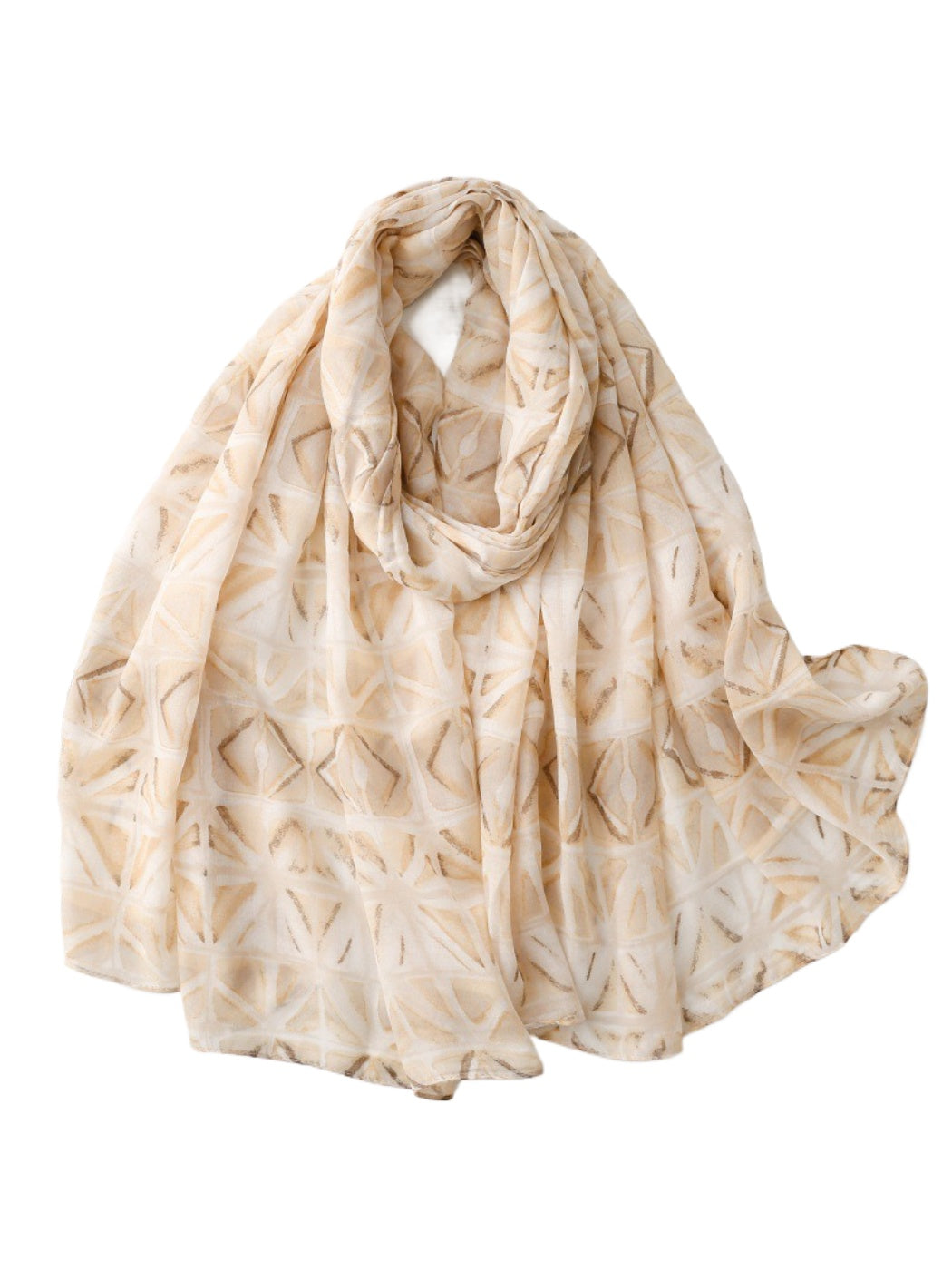 Close-up of Scarvii Soft Geo Scarf fabric texture and detailed geometric design