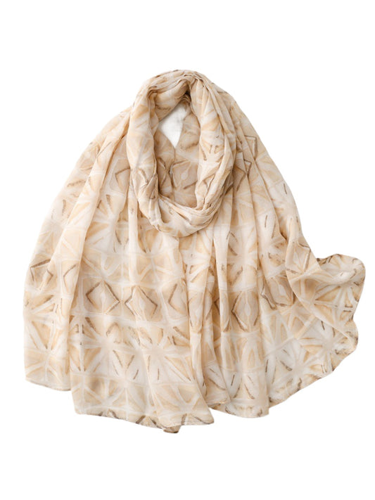 Close-up of Scarvii Soft Geo Scarf fabric texture and detailed geometric design