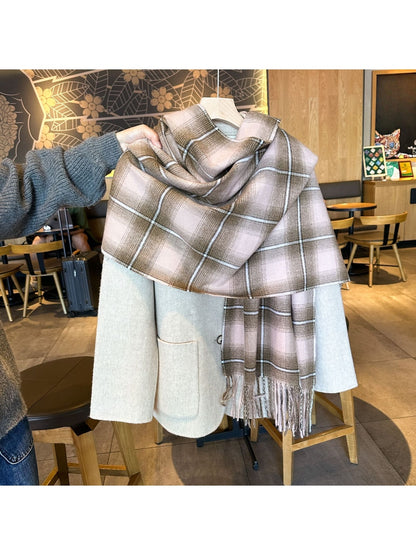 Scarvii - Classic Plaid Long Fringe Winter Scarf