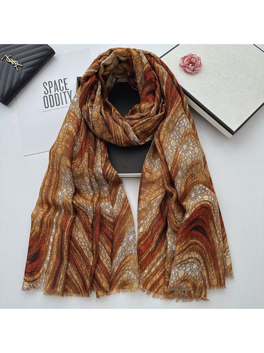 Scarvii - Geometric Gradient Pattern Long Scarf