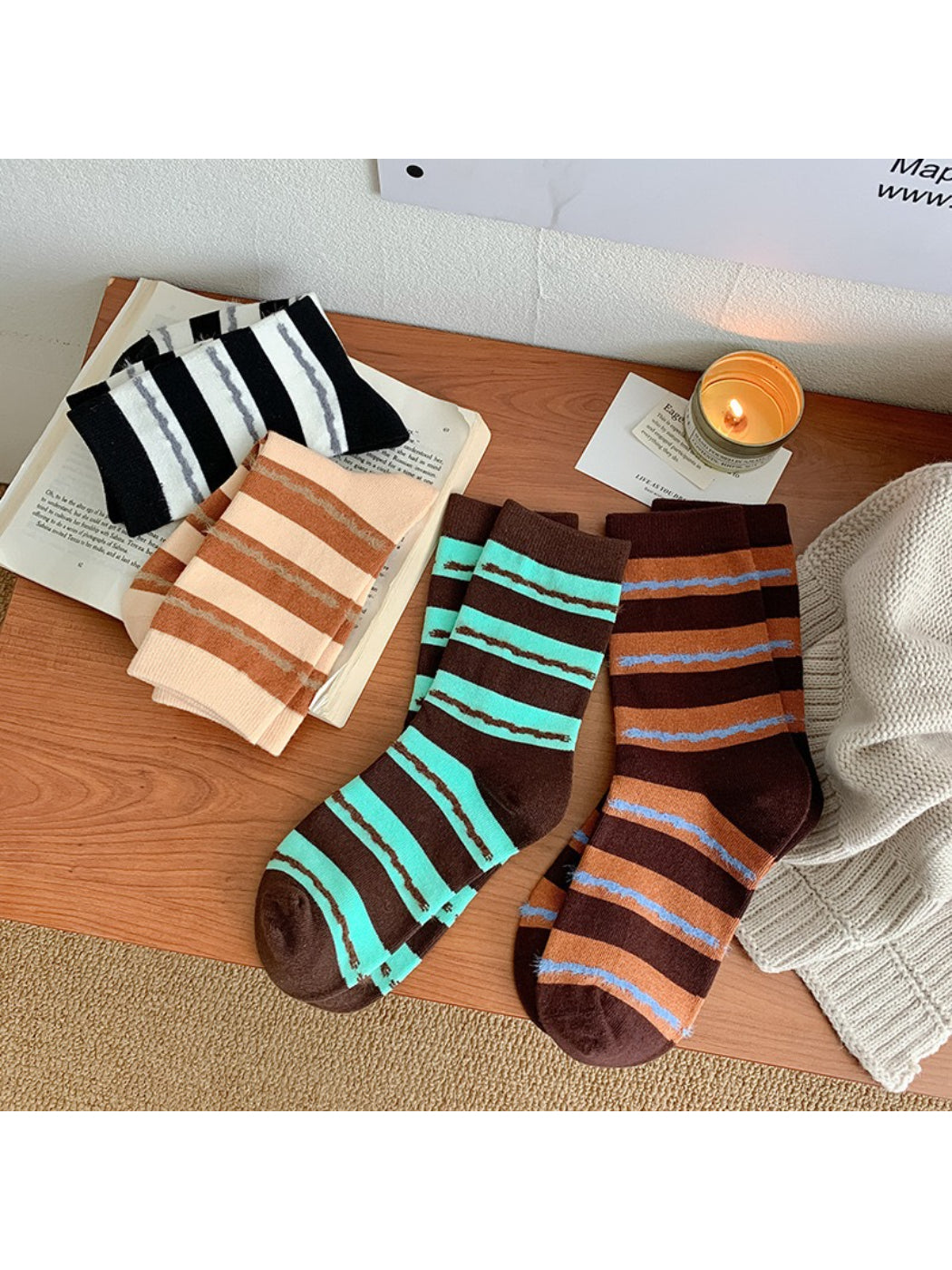 Rufia - Slouchy Colorblock Stripe Crew Socks product image 1