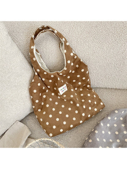 Cosbai - Polka Dot Soft Shoulder Tote Bag