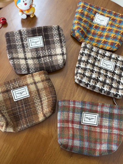 Cosbai - Classic Plaid Small Storage Clutch Bag