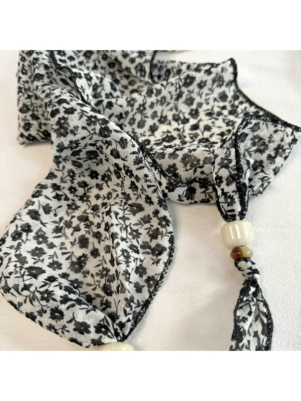 Scarvii - Printed Floral Long Narrow Scarf