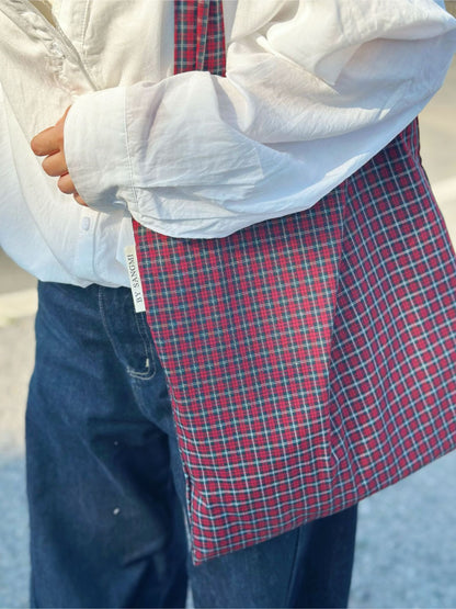 Cosbai - Classic Plaid Everyday Tote Bag
