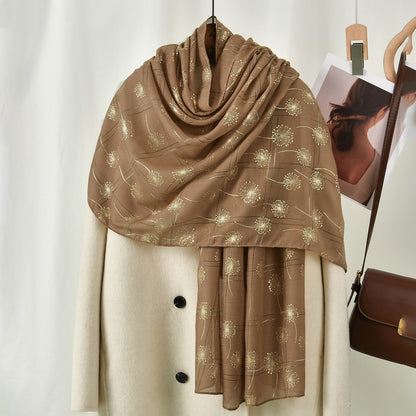 Scarvii - Golden Dandelion Printed Scarf - Stylish &Soft