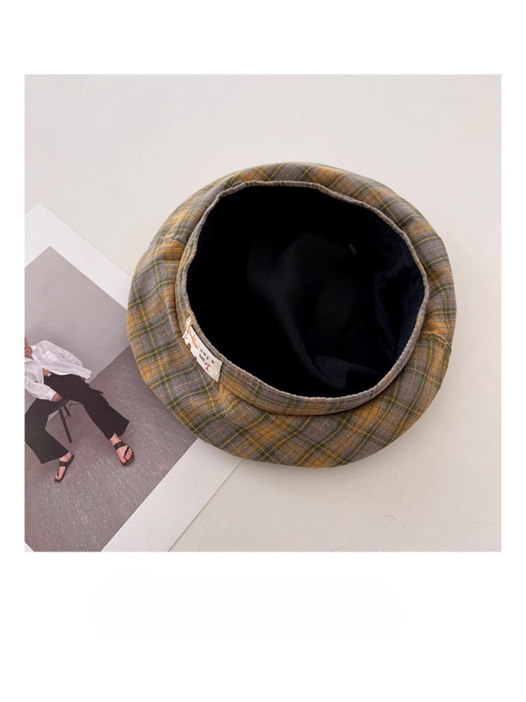 Haila - Plaid Patch Casual Beret Hat