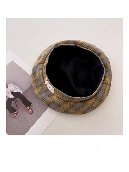 Haila - Plaid Patch Casual Beret Hat