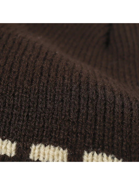 Haila - Contrast Dash Fleece-Lined Knit Beanie