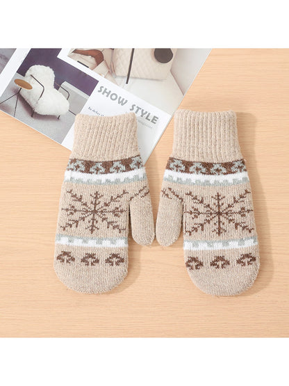 Gloving - Women's Snowflake Jacquard Knit Winter Mittens