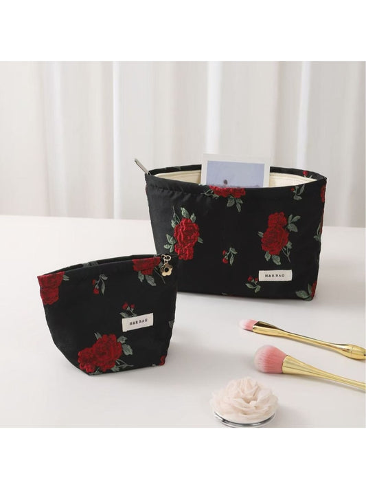 Cosbai Rose Print Handheld Floral Makeup Bag product image