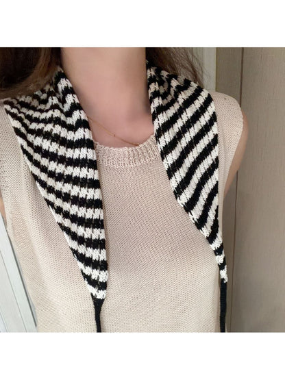 Scarvii - Geometric Stripe Tie-End Triangle Scarf
