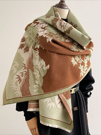 Scarvii - Elegant Bamboo & Floral Print Scarf