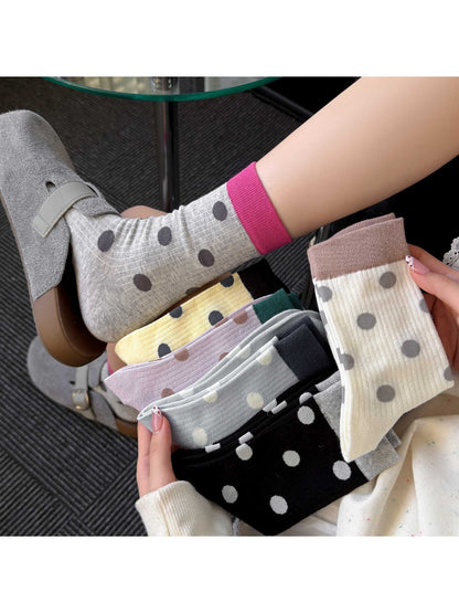 Rufia - Polka Dot Color Block Crew Socks