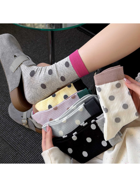 Rufia - Polka Dot Color Block Crew Socks