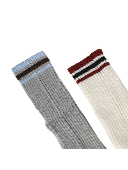 Cozyra - Varsity-Stripe Ribbed Knit Leg Warmers