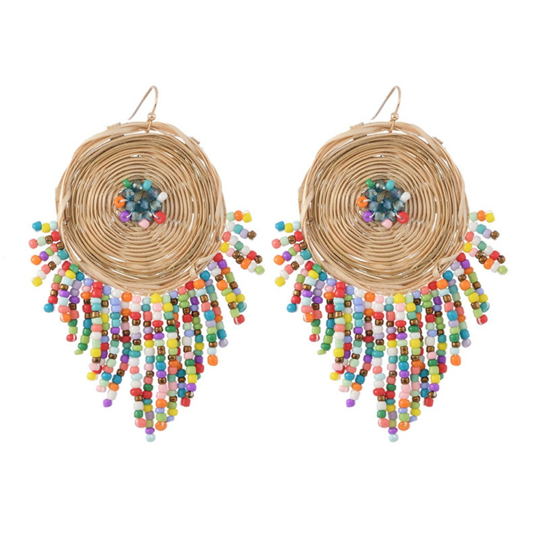 Earwish - Boho Woven Beaded Fringe Earrings - Vintage & Special