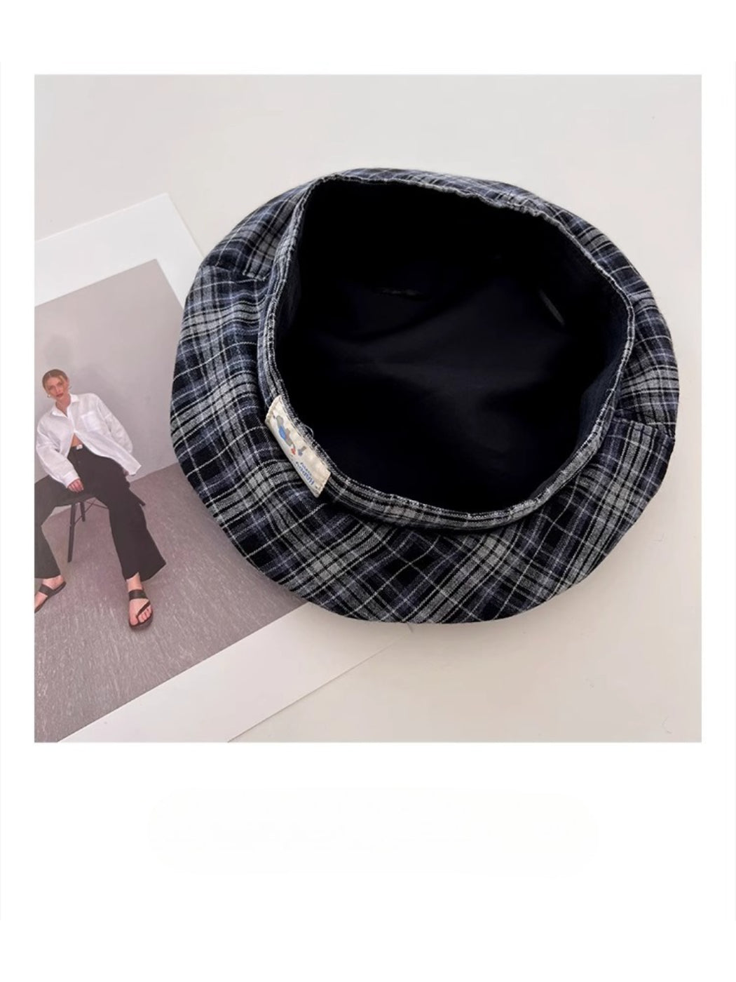 Haila - Plaid Patch Casual Beret Hat