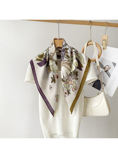 Scarvii - Fashion Floral Print Square Scarf