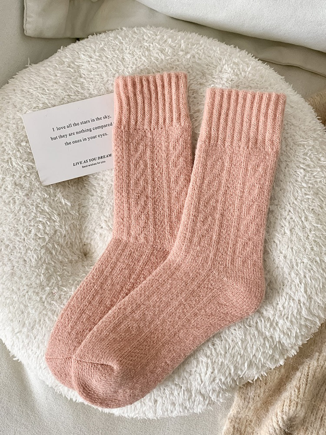 Rufia - Cozy Textured Knit Crew Socks