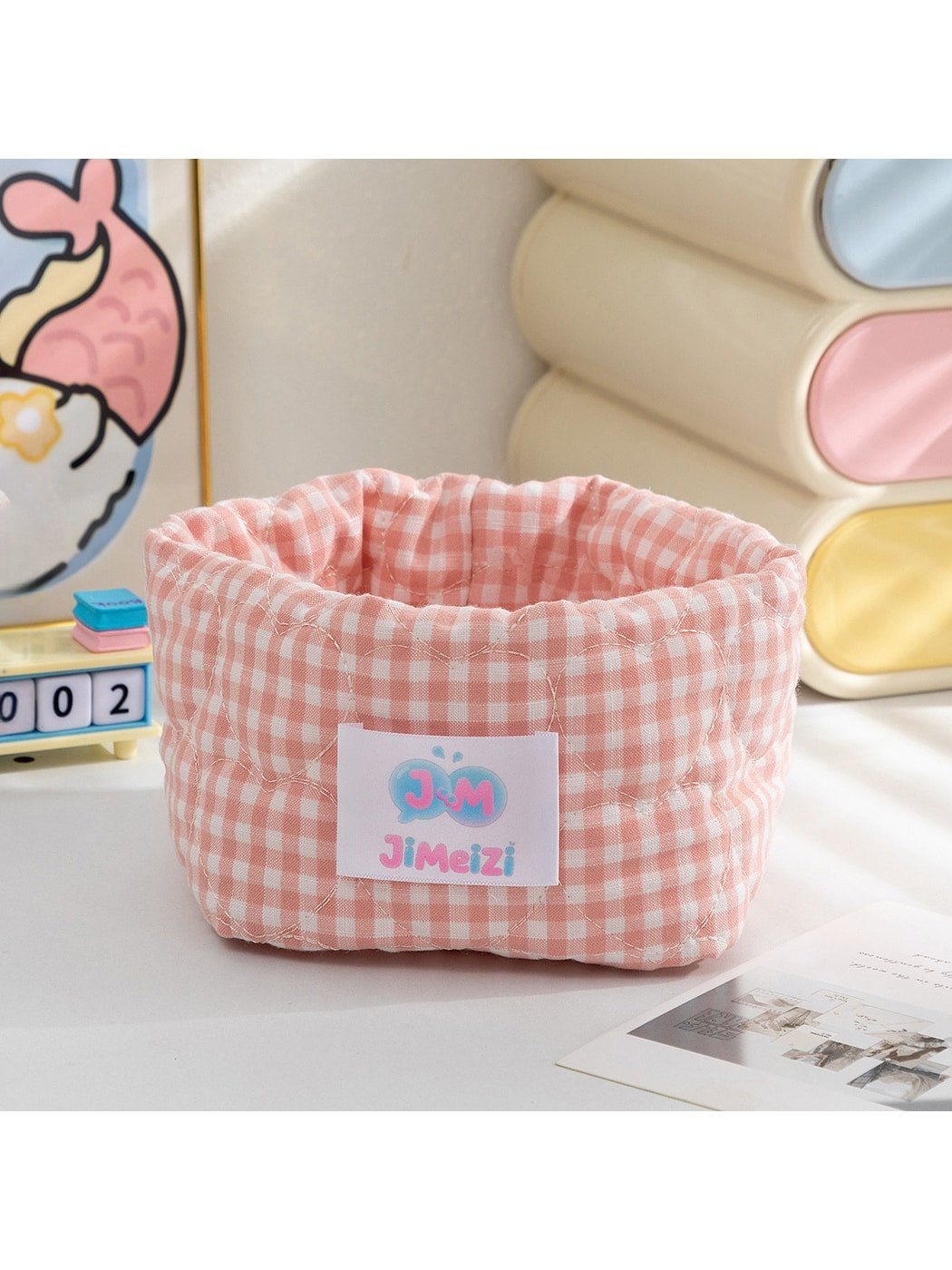 Cosbai - Modern Gingham Miscellaneous Storage Basket