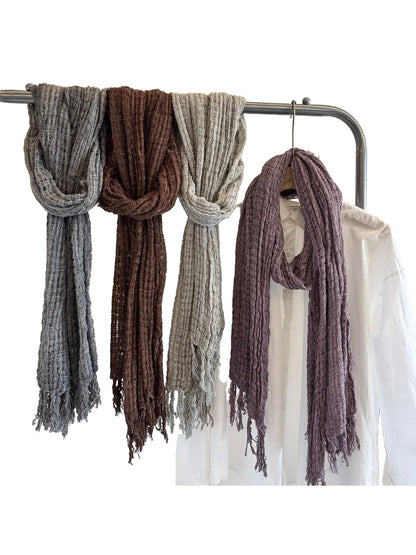 Scarvii - Fringed Crinkled Texture Scarf