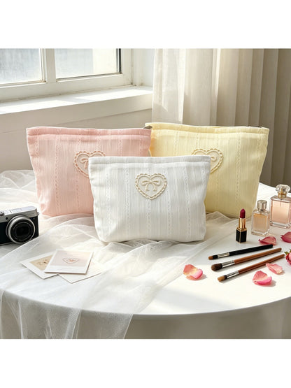 Cosbai - Heart and Bow Design Zip Pouch
