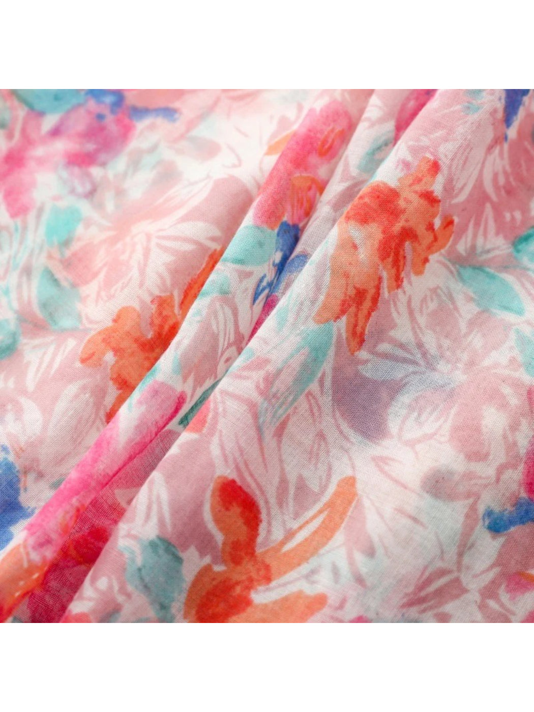 Scarvii - Pink Watercolor Floral Tassel Scarf