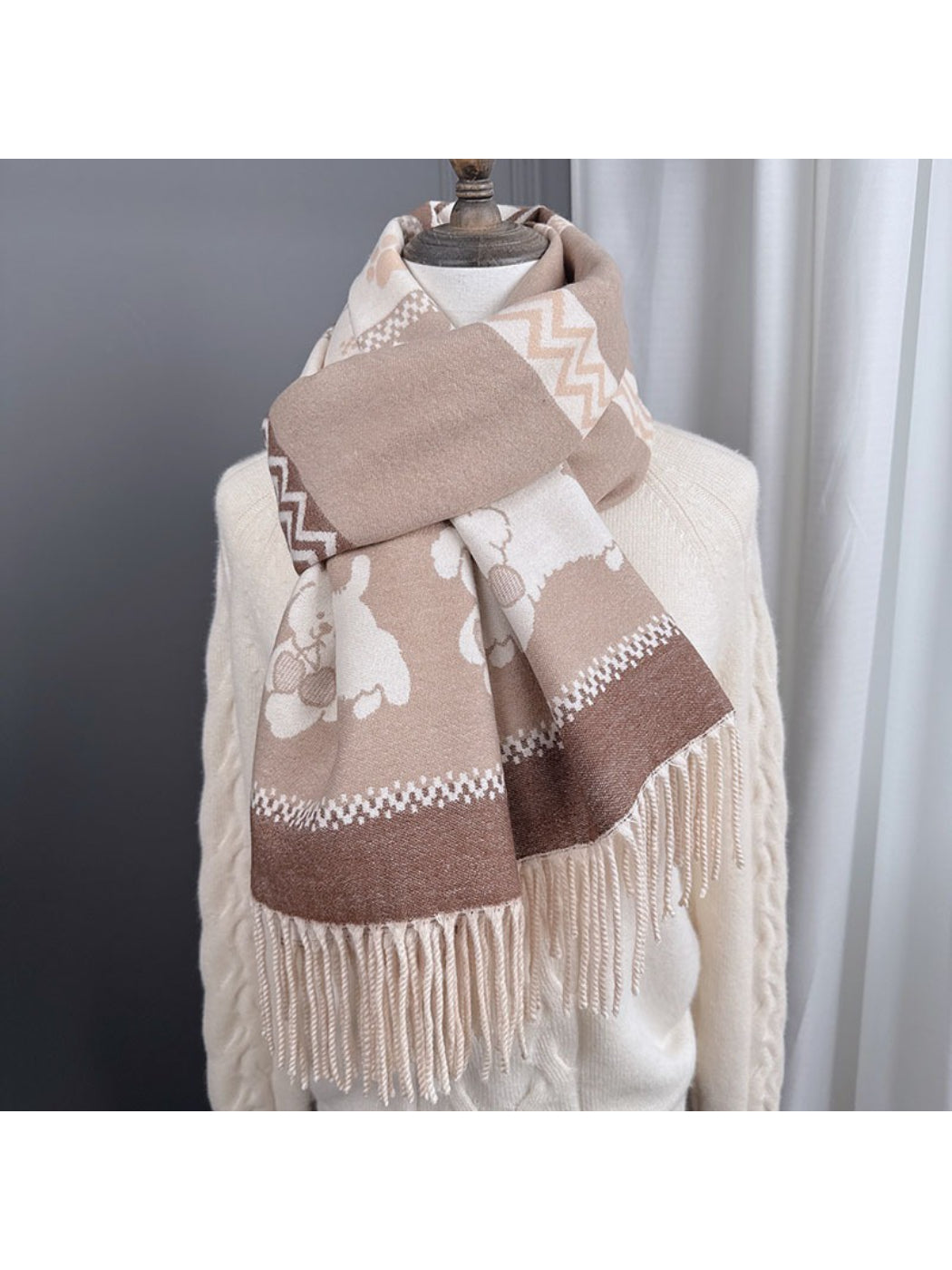 Scarvii - Sweet Puppy Knit Tassel Scarf