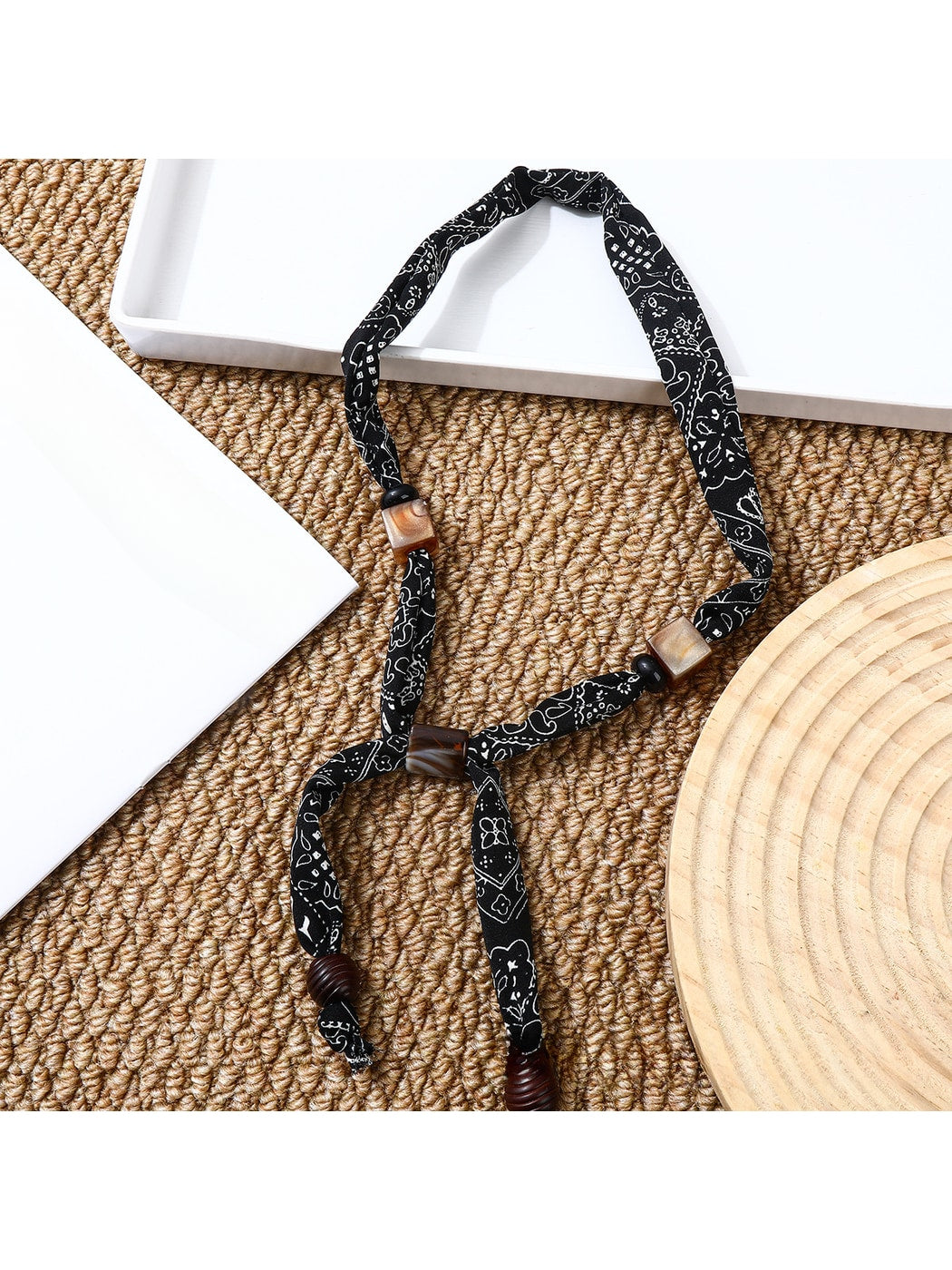 Scarvii - Decorative Long Beaded Fashion Narrow Scarf