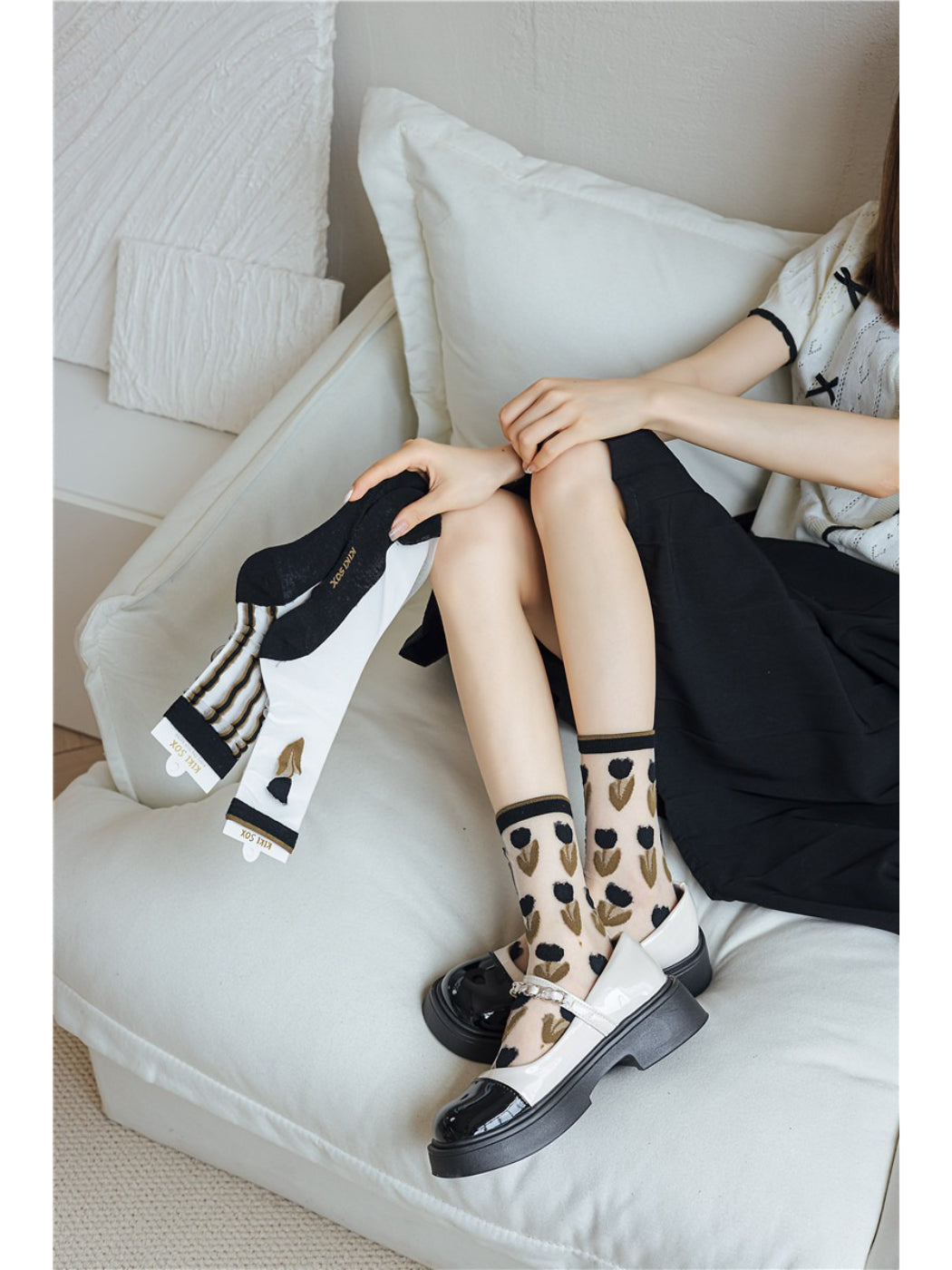 Rufia - Abstract Floral Sheer Crew Socks product image 7