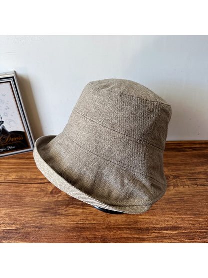 Haila - Solid Color Wide Brim Round Crown Bucket Hat