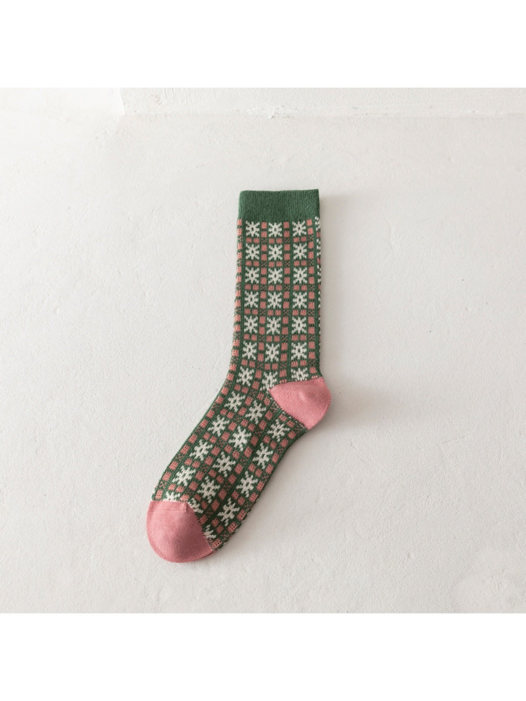 Rufia - Christmas Mid-Calf Socks with Geometric & Floral Pattern